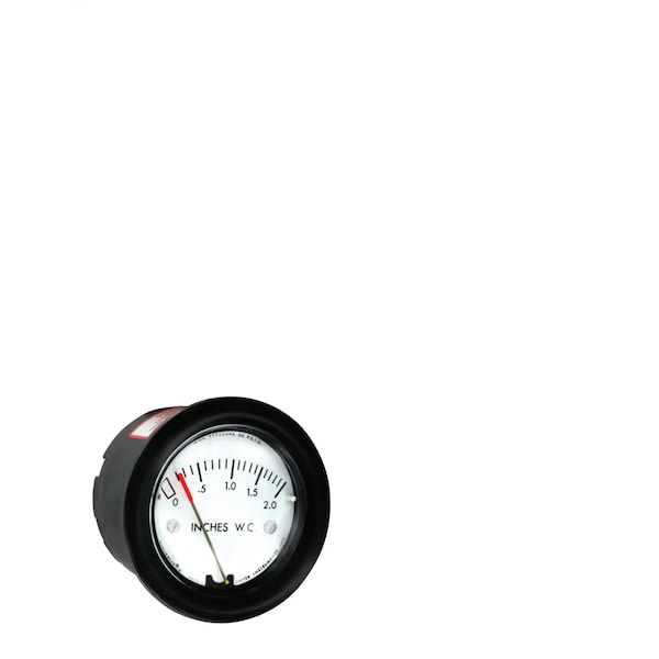 Differential pressure gage, range 0-20" w.c., 1/8" male NPT connection.